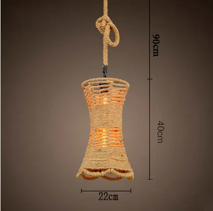 Retro iron hemp rope pendant lights Bar cafe dinning room Warehouse bird cage Hand Knitted Hemp rope hanging lamp industria by Zhongsan | Souqify
