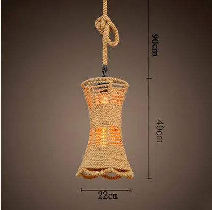 Retro iron hemp rope pendant lights Bar cafe dinning room Warehouse bird cage Hand Knitted Hemp rope hanging lamp industria by Zhongsan | Souqify