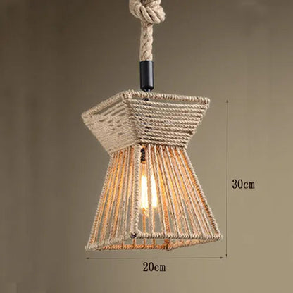 Retro iron hemp rope pendant lights Bar cafe dinning room Warehouse bird cage Hand Knitted Hemp rope hanging lamp industria by Zhongsan | Souqify