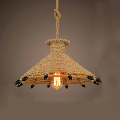 Retro iron hemp rope pendant lights Bar cafe dinning room Warehouse bird cage Hand Knitted Hemp rope hanging lamp industria by Zhongsan | Souqify