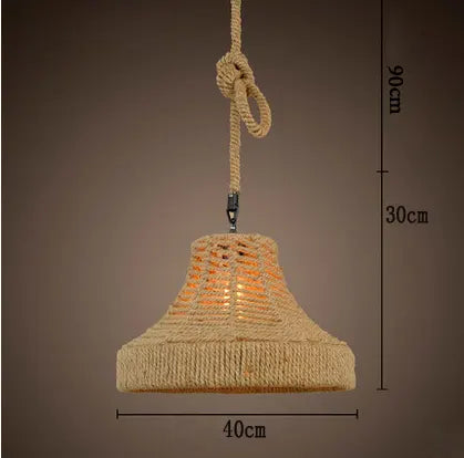Retro iron hemp rope pendant lights Bar cafe dinning room Warehouse bird cage Hand Knitted Hemp rope hanging lamp industria by Zhongsan | Souqify