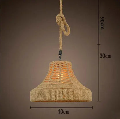 Retro iron hemp rope pendant lights Bar cafe dinning room Warehouse bird cage Hand Knitted Hemp rope hanging lamp industria by Zhongsan | Souqify
