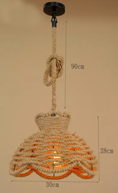 Retro iron hemp rope pendant lights Bar cafe dinning room Warehouse bird cage Hand Knitted Hemp rope hanging lamp industria by Zhongsan | Souqify