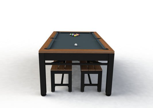 Riley 7’ Continental American Pool Table with Benches and Dining Top. 220 x 121 x 82cm by Admiral World Sports - RILEY | Souqify