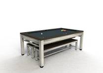 Riley 7’ Neptune Outdoor Pool Table with Benches & Table Top – Grey/Brown 220 x 121 x 82cm by Admiral World Sports - RILEY | Souqify