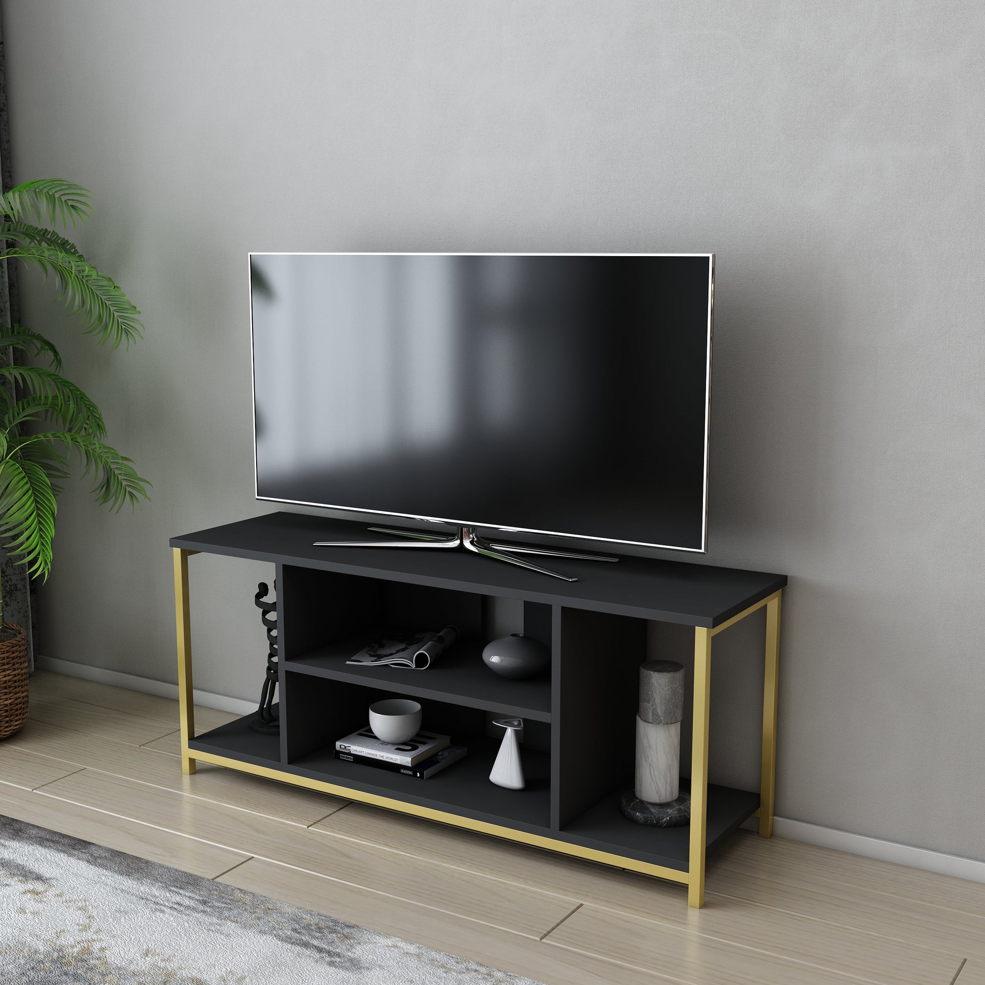 Rinaldo TV Unit - Gold-Anthracite by DECOROTIKA | Souqify
