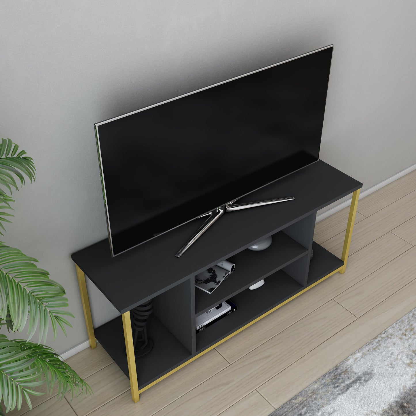 Rinaldo TV Unit - Gold-Anthracite by DECOROTIKA | Souqify