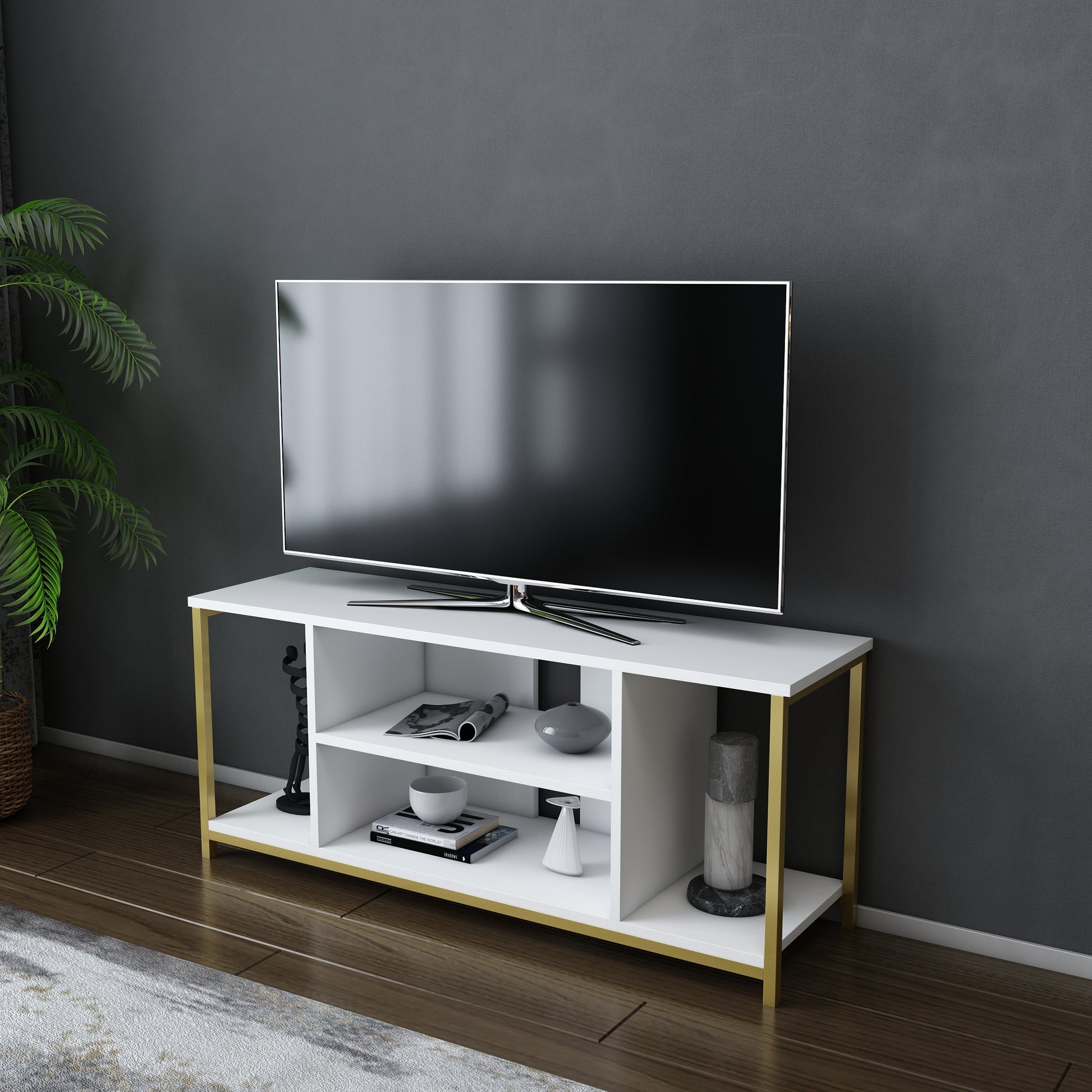 Rinaldo TV Unit - Gold-White by DECOROTIKA | Souqify