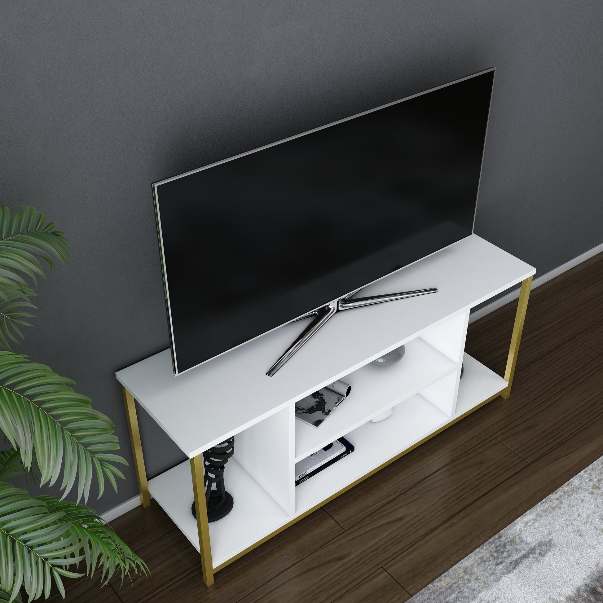 Rinaldo TV Unit - Gold-White by DECOROTIKA | Souqify