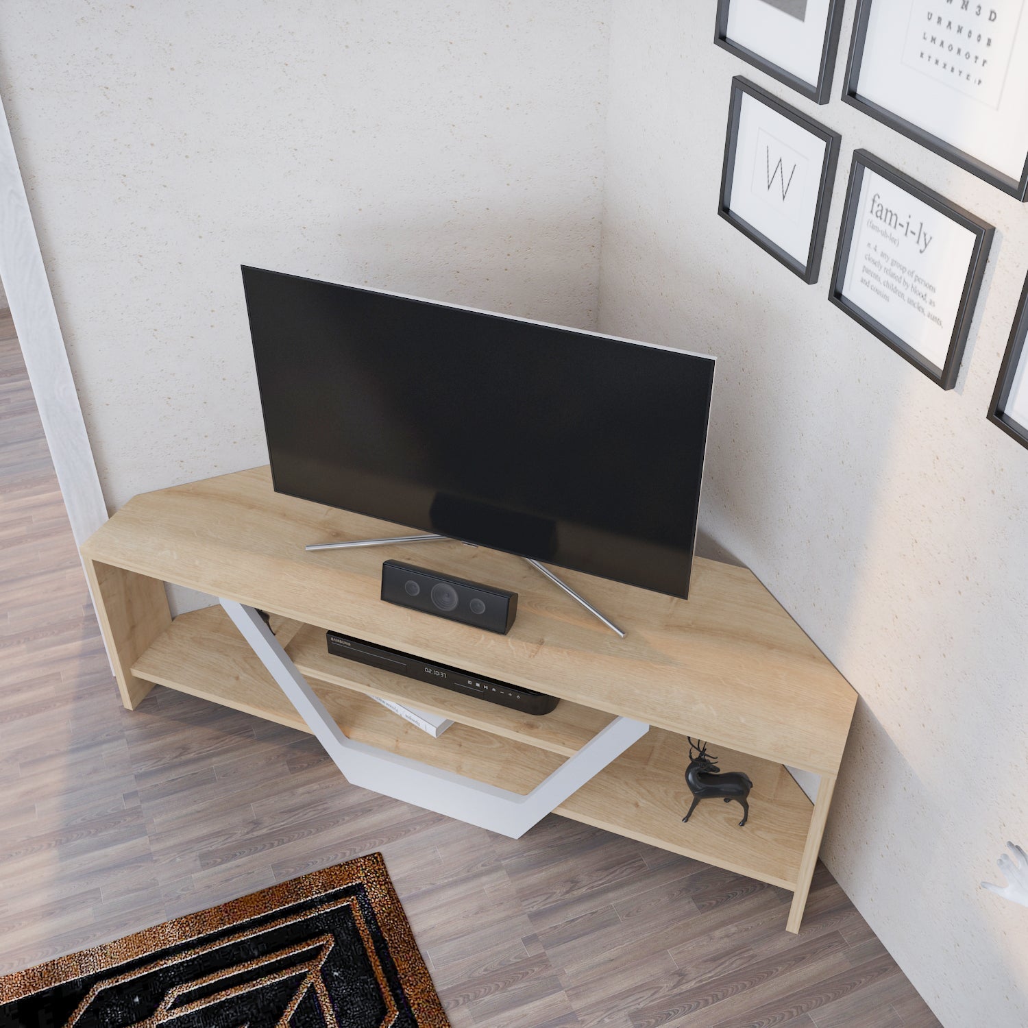 Sares TV Unit Sapphire Oak White by DECOROTIKA | Souqify