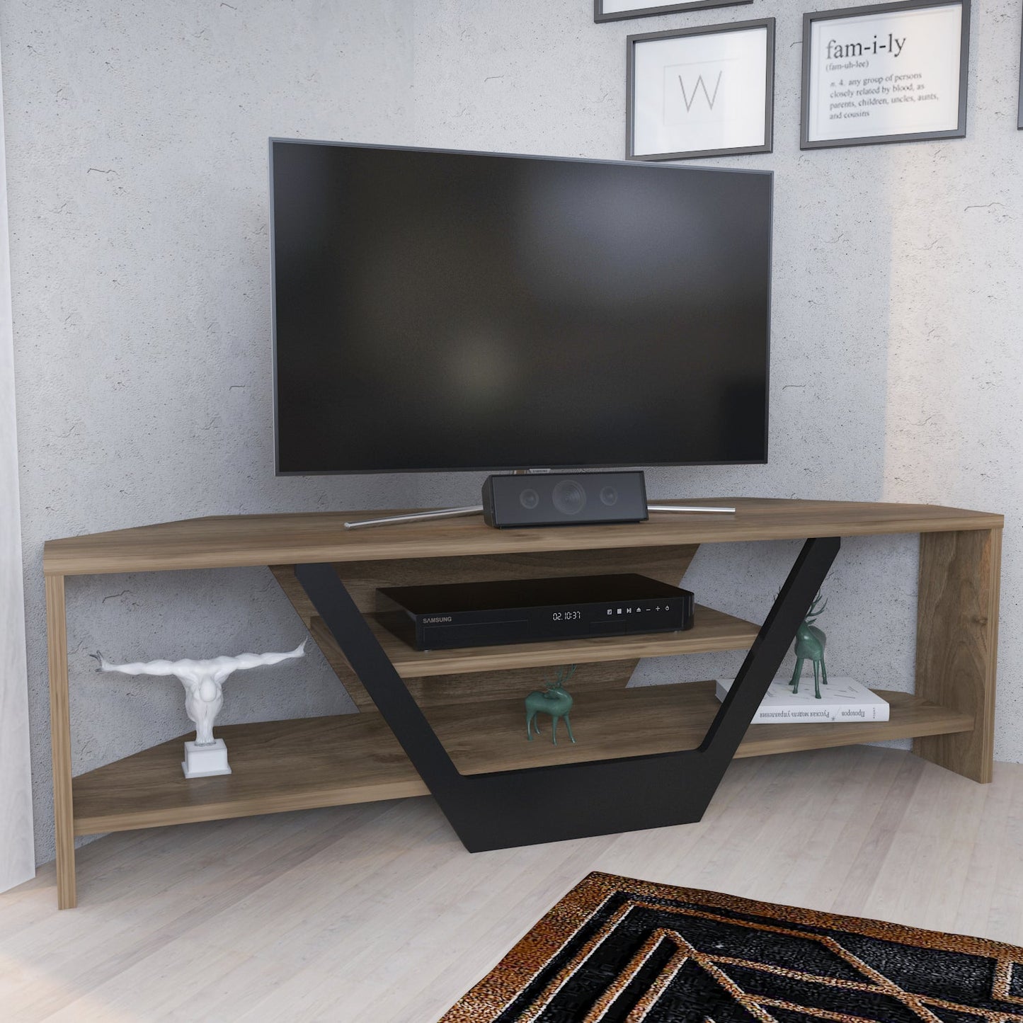 Sares TV Unit Walnut Black by DECOROTIKA | Souqify