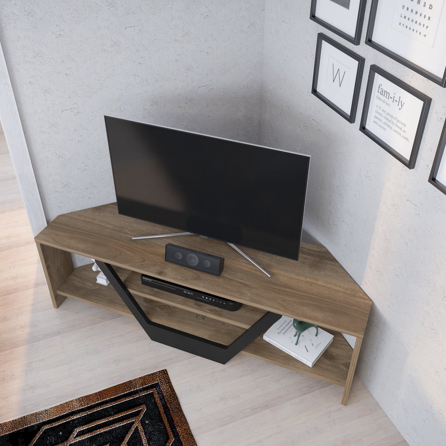 Sares TV Unit Walnut Black by DECOROTIKA | Souqify