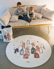 Scandi Town Circle rubber mat Round mat. Dimensions: Ø118cm x 4mm by Dinkids-Gugu the Hero | Souqify