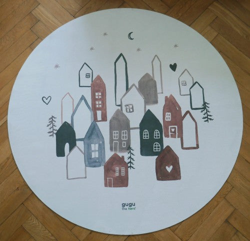 Scandi Town Circle rubber mat Round mat. Dimensions: Ø118cm x 4mm by Dinkids-Gugu the Hero | Souqify