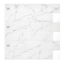 self adhesive plastic mosaic bathroom kitchen backsplash tiles stick on wall decorative peel stick subway tile by Vivid Tiles | Souqify