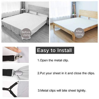 Sheet clip 4 pieces elastic band, white color. by 5 | Souqify