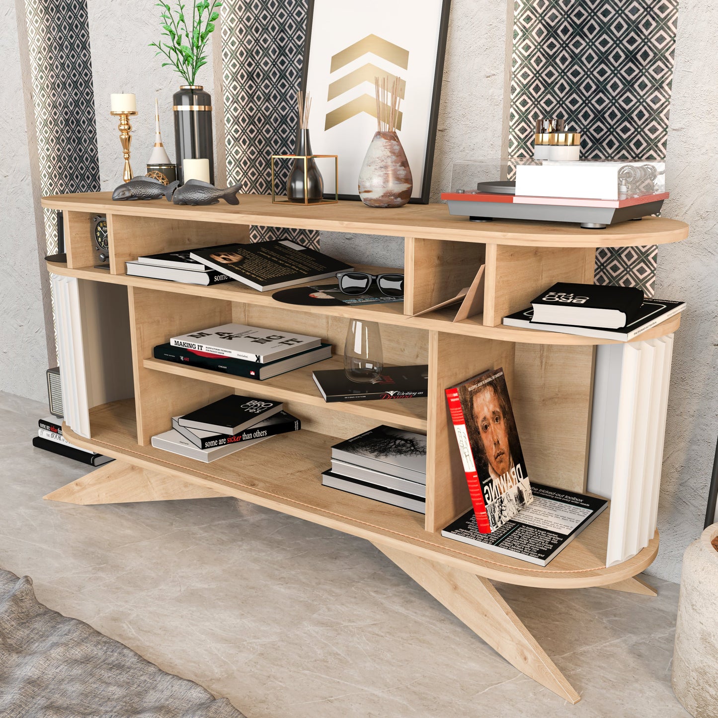 Sideboard Stor - Oak, White-STO59SB02 Oak
White 162 X 49 X 20 by DECOROTIKA | Souqify