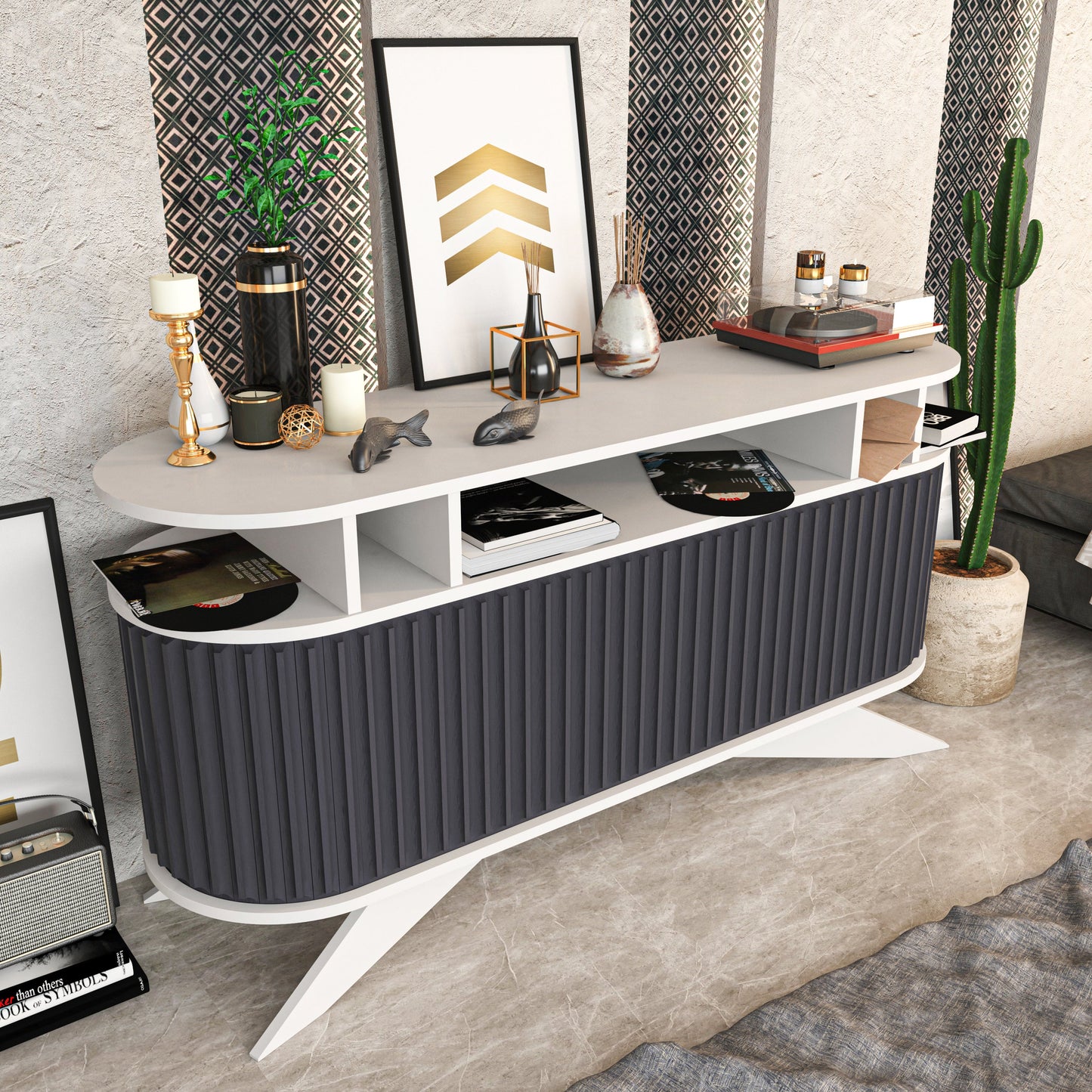Sideboard Stor - White, Anthracite-STO59SB01 White
Anthracite 162 X 49 X 20 by DECOROTIKA | Souqify