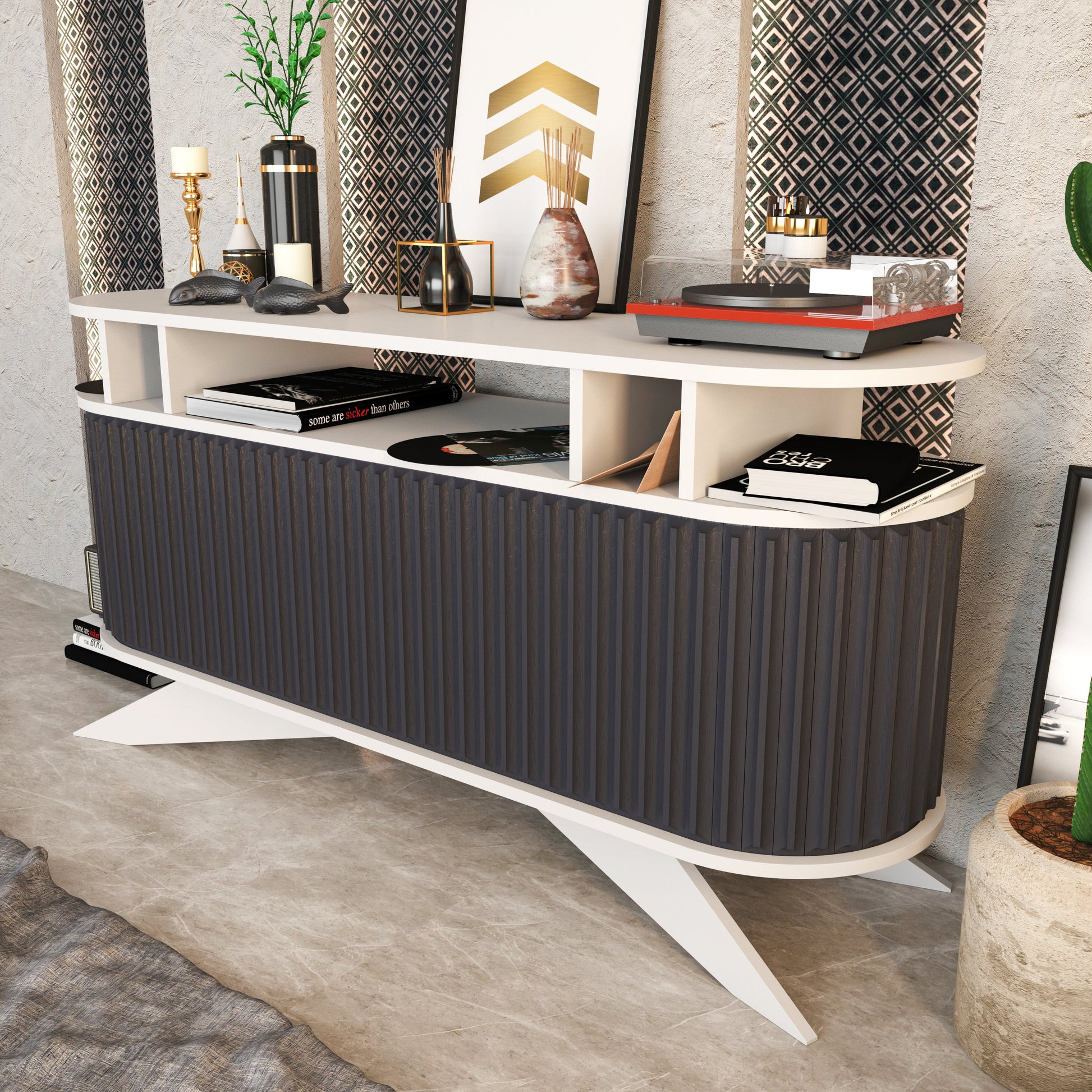 Sideboard Stor - White, Anthracite-STO59SB01 White
Anthracite 162 X 49 X 20 by DECOROTIKA | Souqify