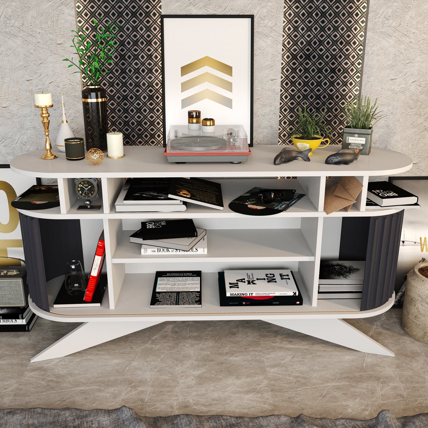 Sideboard Stor - White, Anthracite-STO59SB01 White
Anthracite 162 X 49 X 20 by DECOROTIKA | Souqify
