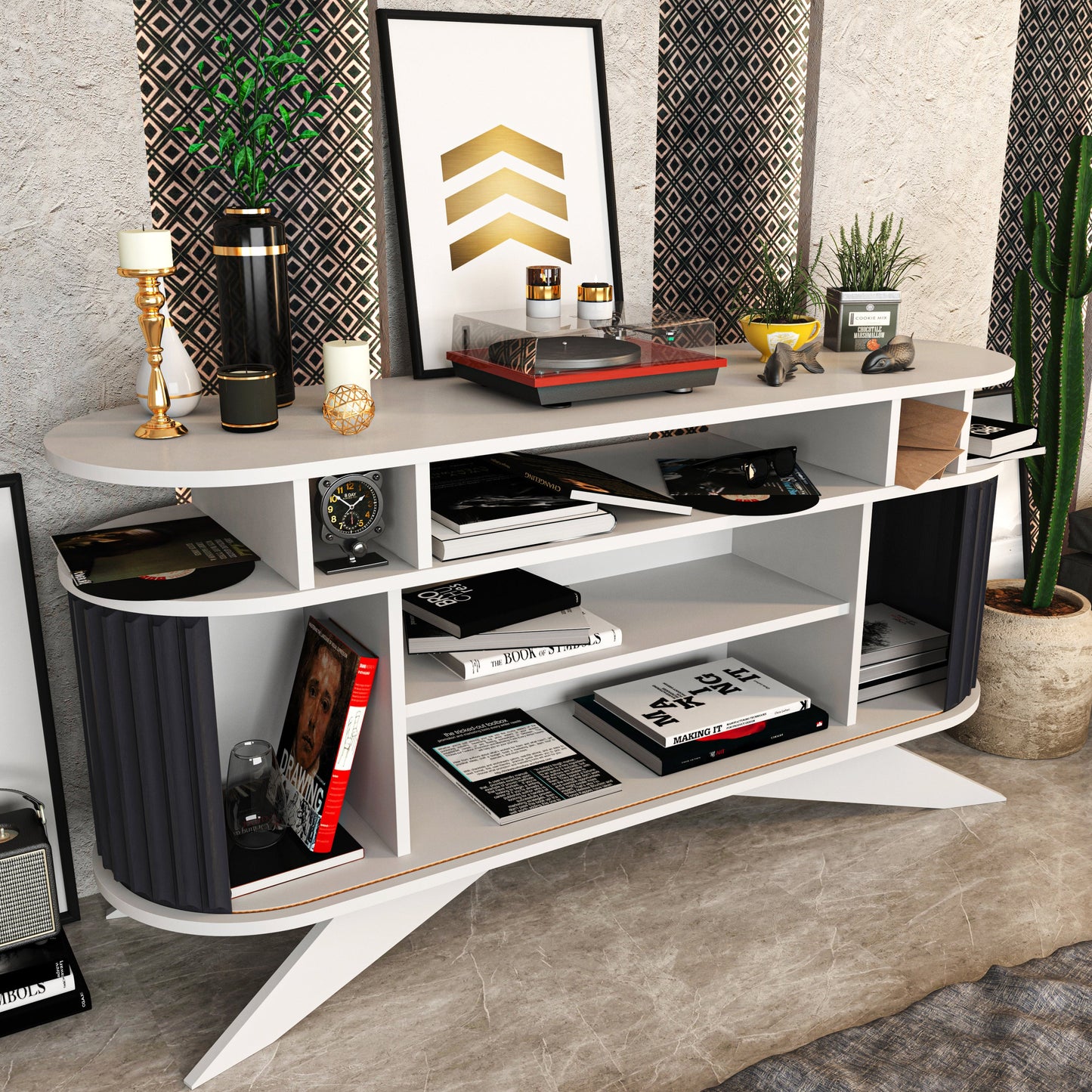 Sideboard Stor - White, Anthracite-STO59SB01 White
Anthracite 162 X 49 X 20 by DECOROTIKA | Souqify