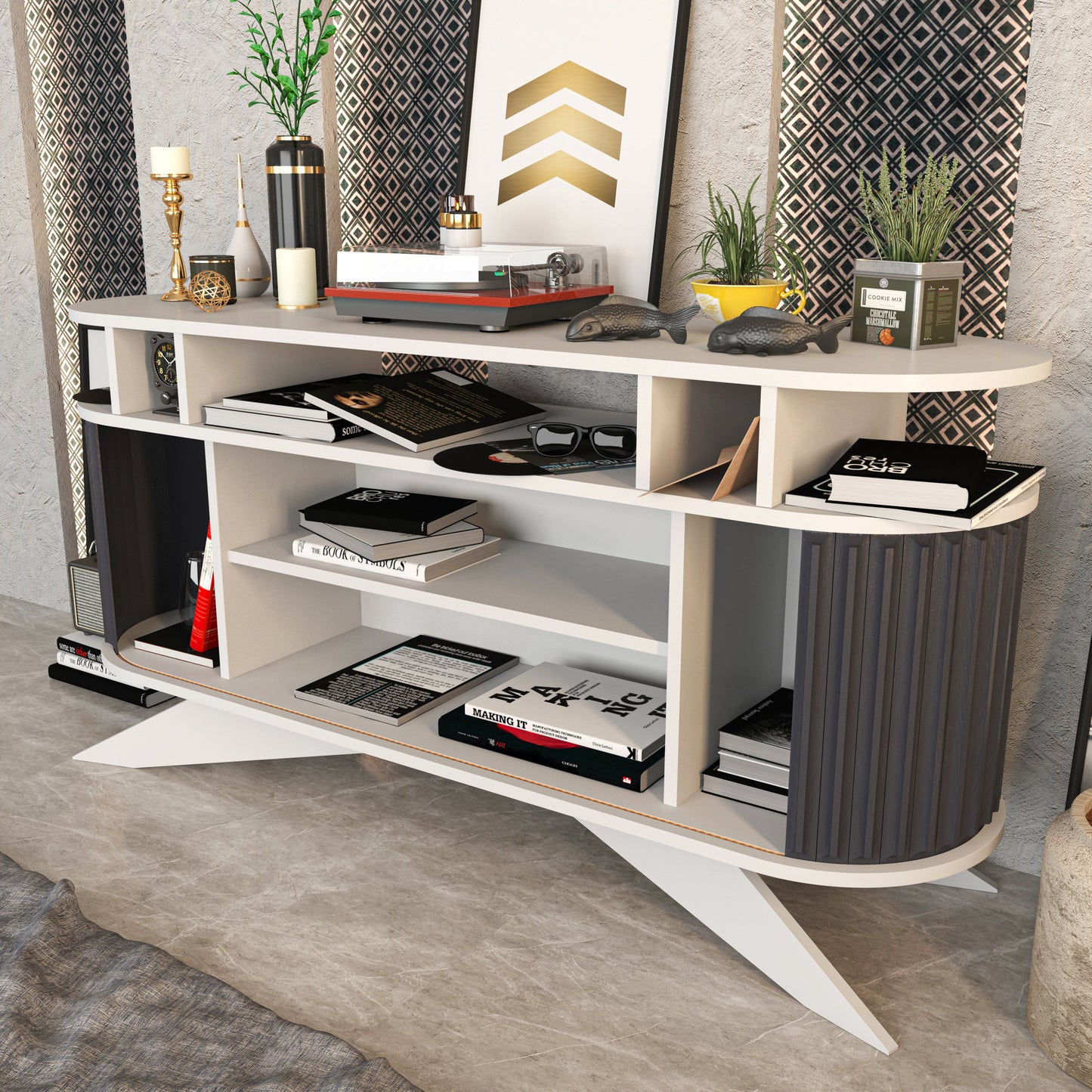 Sideboard Stor - White, Anthracite-STO59SB01 White
Anthracite 162 X 49 X 20 by DECOROTIKA | Souqify