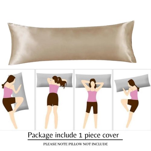Silky Satin, 1-Piece Pillow Cover Case, Plain Beige.