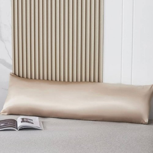 Silky Satin, 1-Piece Pillow Cover Case, Plain Beige.