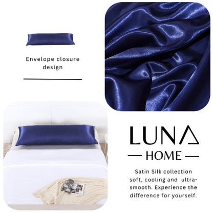Silky Satin, 1-Piece Pillow Cover Case, Plain Navy Blue. by 5 | Souqify