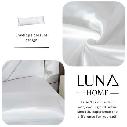 Silky Satin, 1-Piece Pillow Cover Case, Plain White Color. by 5 | Souqify