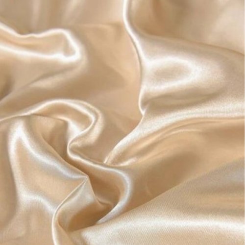 Silky Satin, King Size  6-Piece Bedding Set, Plain Beige Color.