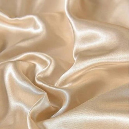 Silky Satin, King Size  6-Piece Bedding Set, Plain Beige Color.
