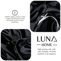 Silky Satin, King Size 6-Piece Bedding Set, Plain Black Color. by 5 | Souqify