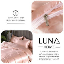 Silky Satin, King Size 6-Piece Duvet Cover Set, Plain Pink Color. by 5 | Souqify