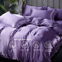 Silky Satin, King Size 6-Piece Duvet Cover Set, Plain Purple Color. by 5 | Souqify