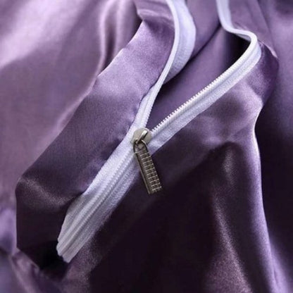 Silky Satin, King Size 6-Piece Duvet Cover Set, Plain Purple Color. by 5 | Souqify