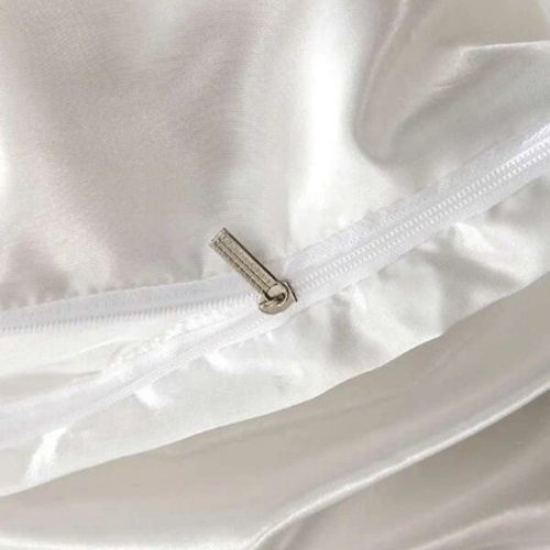 Silky Satin, King Size 6-Piece Duvet Cover Set, Plain White Color. by 5 | Souqify