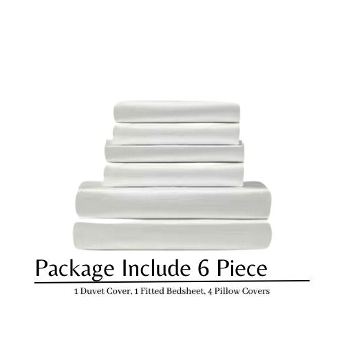 Silky Satin, King Size 6-Piece Duvet Cover Set, Plain White Color. by 5 | Souqify