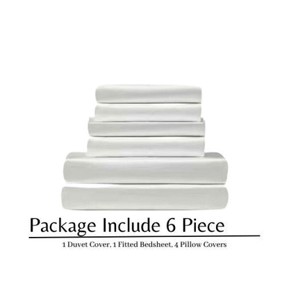 Silky Satin, King Size 6-Piece Duvet Cover Set, Plain White Color. by 5 | Souqify