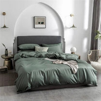 Single size 4 pieces Bedding Set without filler, Plain Pine Green Color by 5 | Souqify