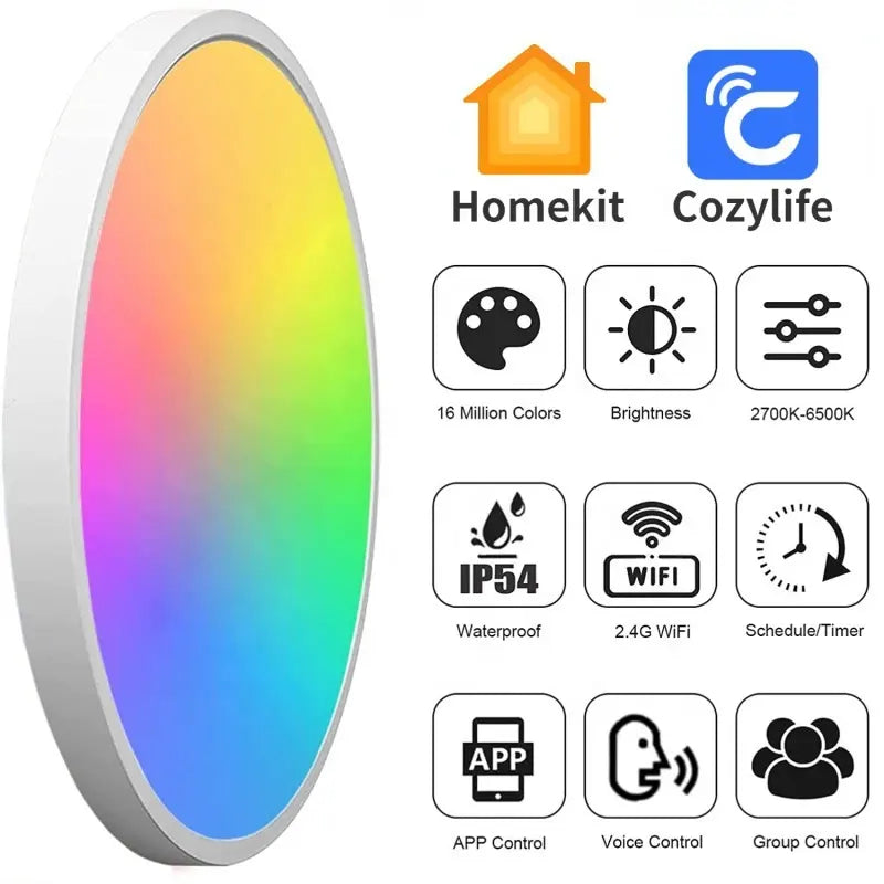 Smart Wifi LED ceiling lamp APP scan code directly connected to remote Alexa voice control time switch 24W ceiling light by Zhongsan | Souqify
