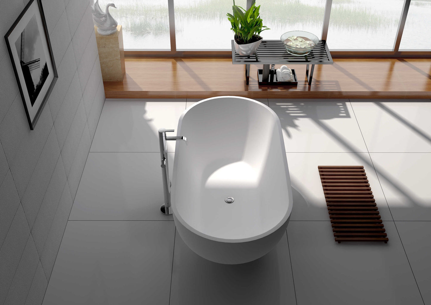 Solid Surface Freestanding Bathtub JZ8619 by Jingzun | Souqify