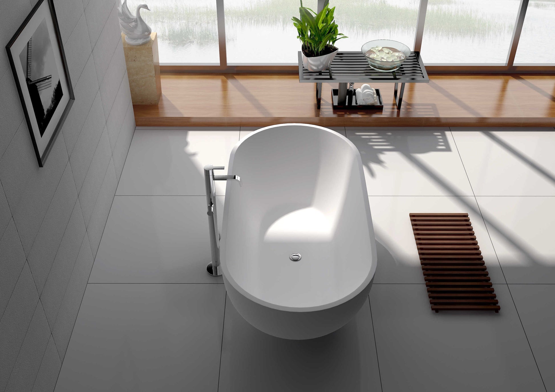 Solid Surface Freestanding Bathtub JZ8619 by Jingzun | Souqify