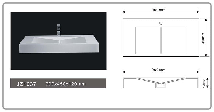 Solid Surface Wall Mount Bathroom Basin JZ1037 by Jingzun | Souqify