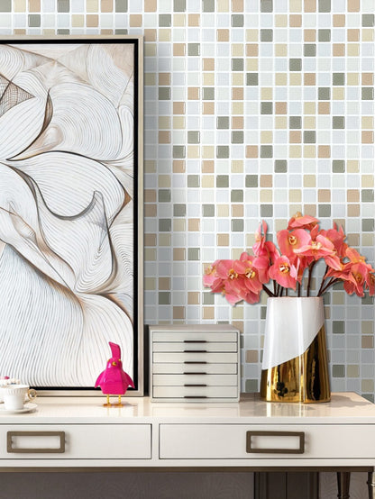 Square Apricot White Vinyl Tile by Vivid Tiles | Souqify