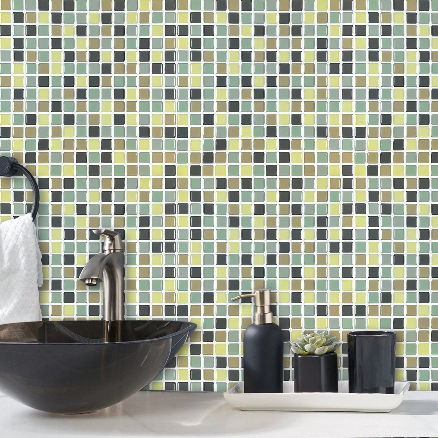 Square Blue And Yellow Vinyl Tile by Vivid Tiles | Souqify