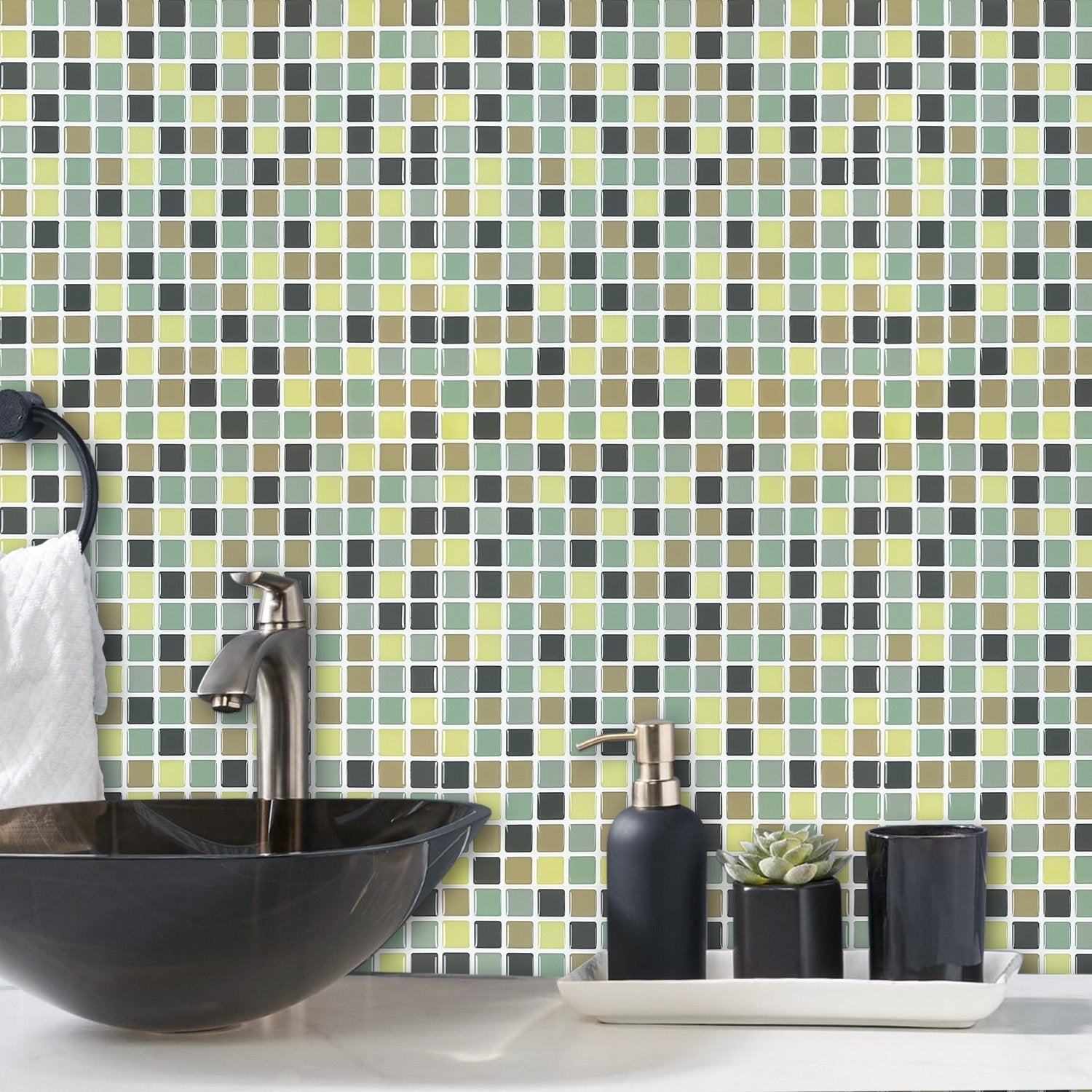 Square Blue And Yellow Vinyl Tile by Vivid Tiles | Souqify