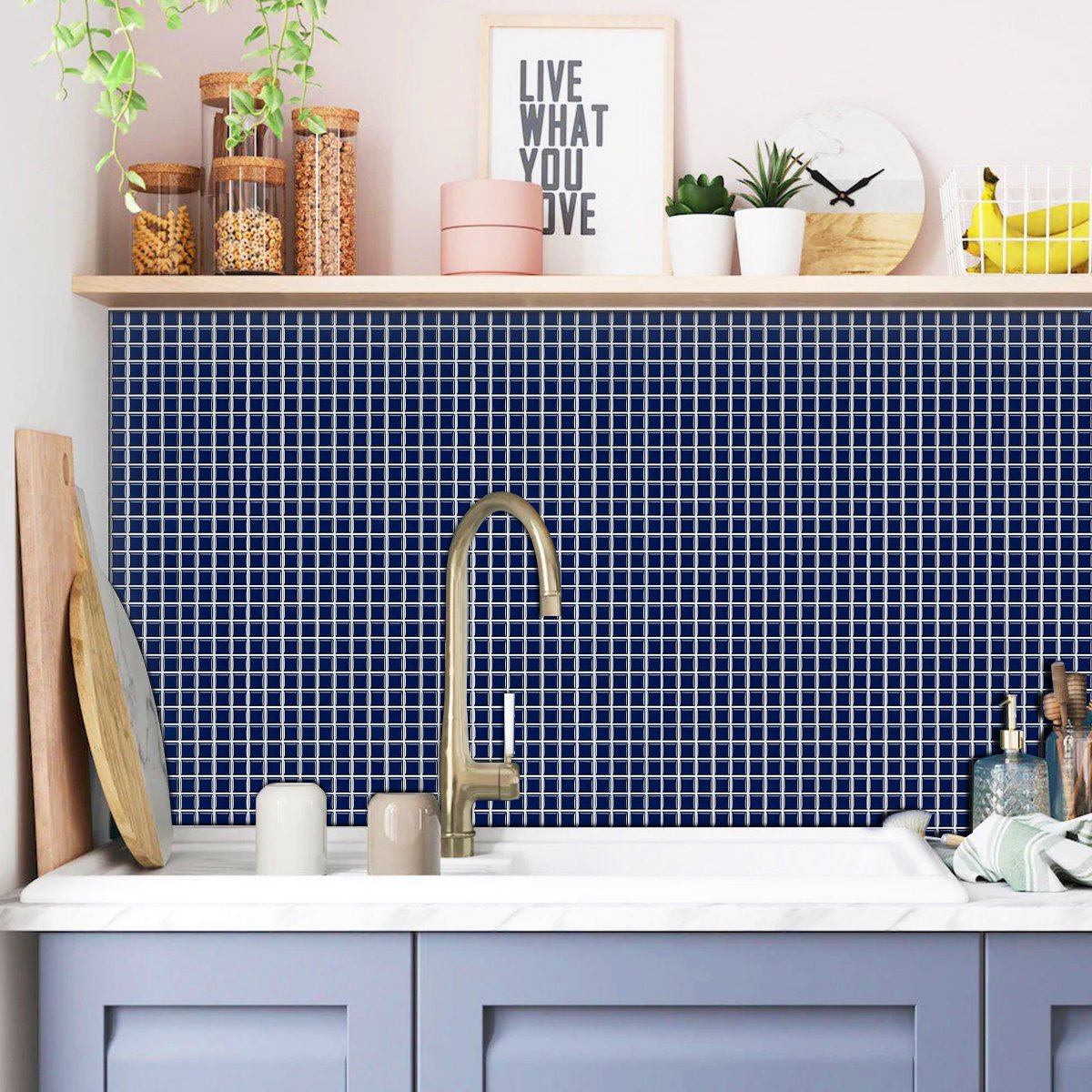 Square Blue Vinyl Tile by Vivid Tiles | Souqify