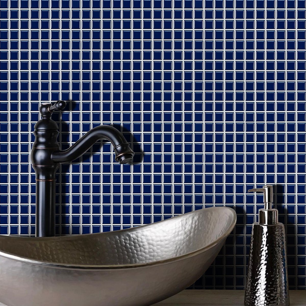 Square Blue Vinyl Tile by Vivid Tiles | Souqify
