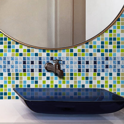 Square Blue White Yellow Vinyl Tile by Vivid Tiles | Souqify
